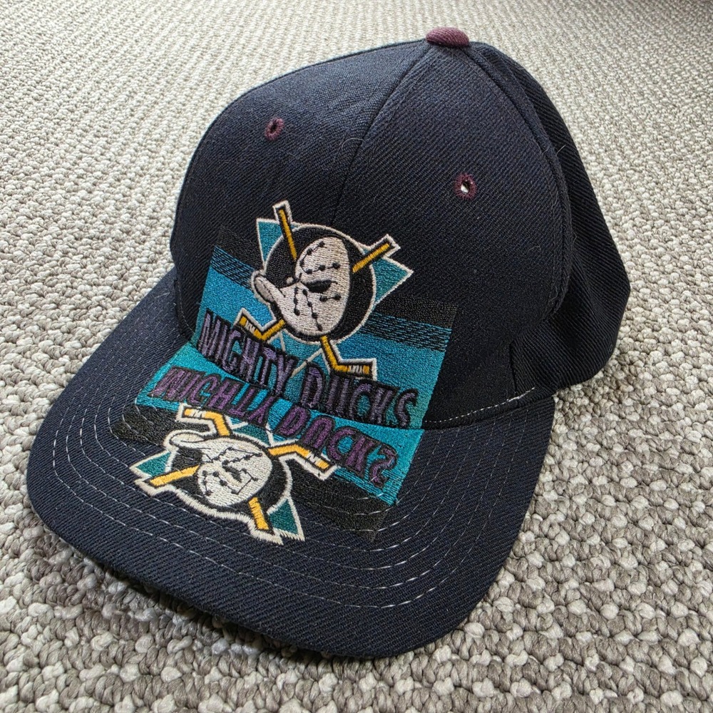 Vintage 90s Anaheim Mighty Ducks Starter TriPower 3 Snapback Hat NHL Black